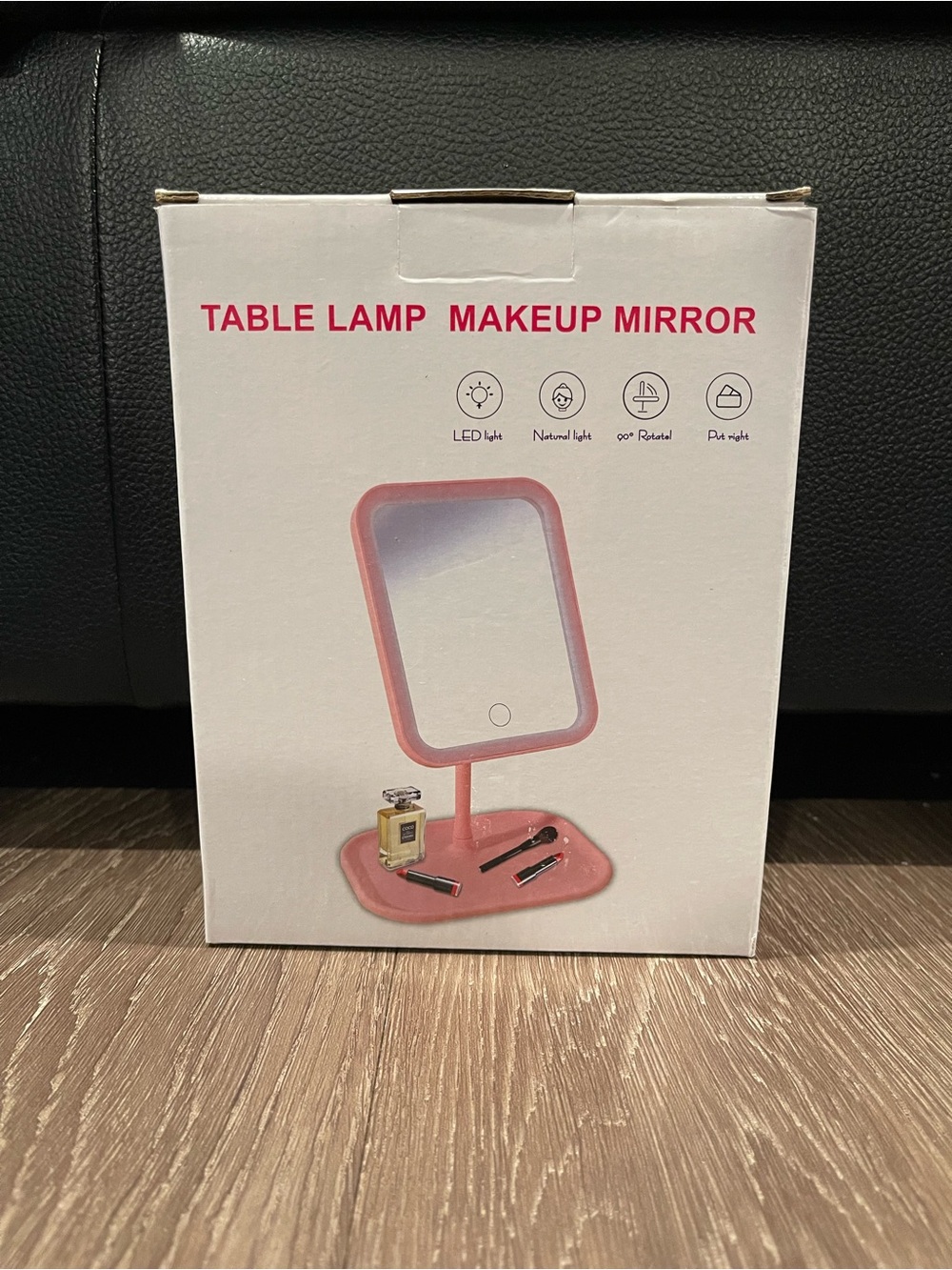 LED Table Lamp Makeup Mirror with tray - Pink
